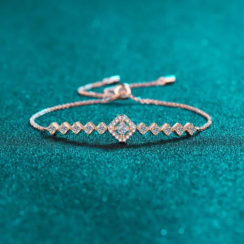 925 Sterling Silver Moissanite Bracelet Adjustable Chain Simple Geometric Design Elegant Jewelry Great Shopping 4You