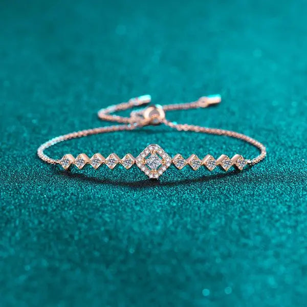 925 Sterling Silver Moissanite Bracelet Adjustable Chain Simple Geometric Design Elegant Jewelry Great Shopping 4You