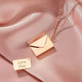 Unique Trendy Meise Jewelry Artistic Openable Envelope Commemorative Necklace with English Letter Card Stainless Steel Titanium Steel Great Shopping 4You