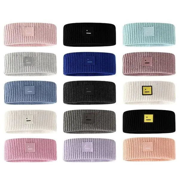 Elastic Sports Headband Wool Knit Headband for Men Women Smile Face Design Hairband Unisex Fashion Headwrap Daily Wear High-quality Hair Accessory Great Shopping 4You