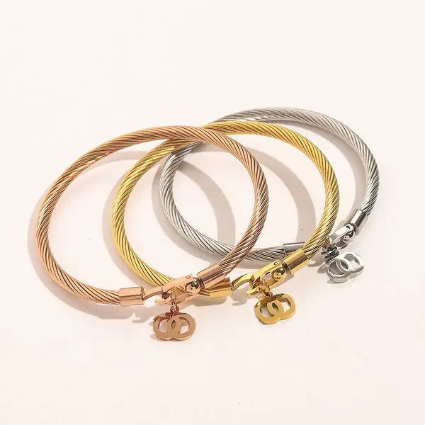 Classic Bracelets Link Chain Women Round Letter Bangle Gold Plated inlay Dia Geometry Stainless Steel Gifts Wristband Cuff Chains Designer Wedding Jewelry Great Shopping 4You