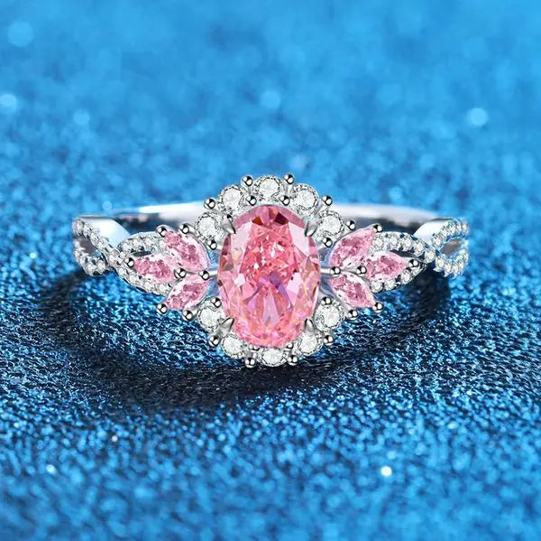 Opulent Fashion Statement Piece Intricate Filigree Pattern & Vivid Color of Top-Quality Artificial Gemstones Adorning a Versatile Solitaire Band Great Shopping 4You