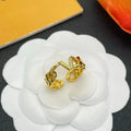 Designer Rings Letter Crystal Band Rings Gold Plated Opening Ring For Women Party Fashion Jewelry Gift Great Shopping 4You