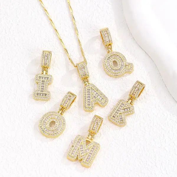 Luxury Designer Jewelry Dewdrop-Inspired Full Zircon 26 English Letter Necklace: Titanium Zircon-Inlaid Rose Gold-Plated Daisy Letter Set Great Shopping 4You