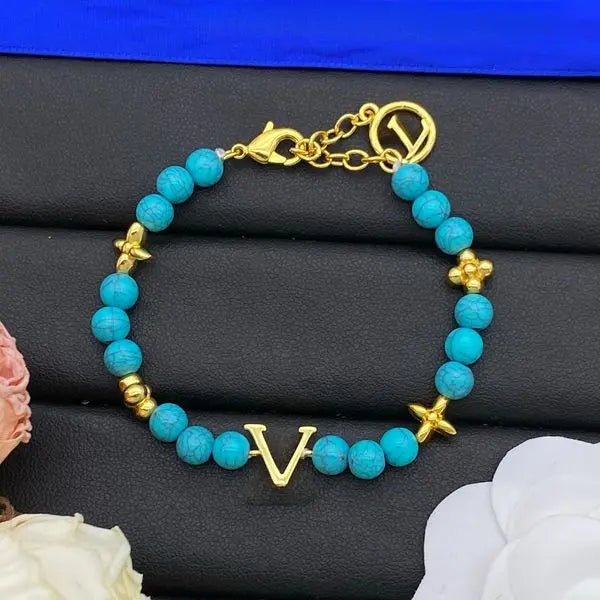 Designer Beaded Bracelets Turquoise Bracelets Bohemian Holiday Style Rice Bead Bracelet and Necklace Set Special Holiday Gift Great Shopping 4You