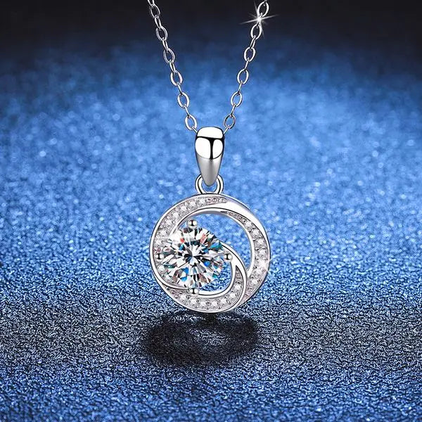Women's Exquisite S925 Sterling Silver & Moissanite Necklace Set Including One Point of Diamond Quality Gemstone Great Shopping 4You