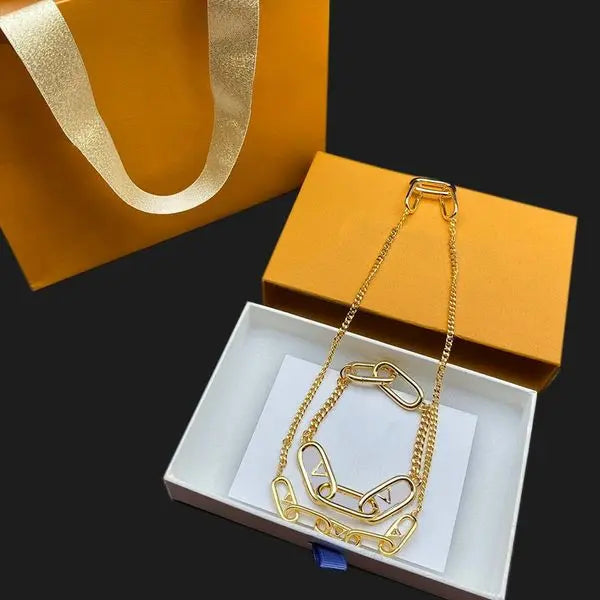 Fashion Jewelry Set Designer Necklace Simple Letter Bracelet for Women Man High Quality Great Shopping 4You