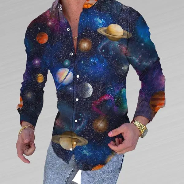 Factory price Clothing button up men shirt autumn printing shirts mens long sleeve chemise Great Shopping 4You