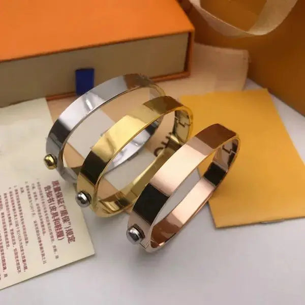 Designer Bangle Rose Gold Sier Stainless Steel Simple Cross Pattern Buckle Love Jewelry Women Mens Bracelets Brand Cart Great Shopping 4You