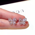 Sparkly Crystal Stud Earrings Butterfly Shape Sterling Silver Cute Unique Stud for women Wedding Bridal Ear Jewelry Great Shopping 4You