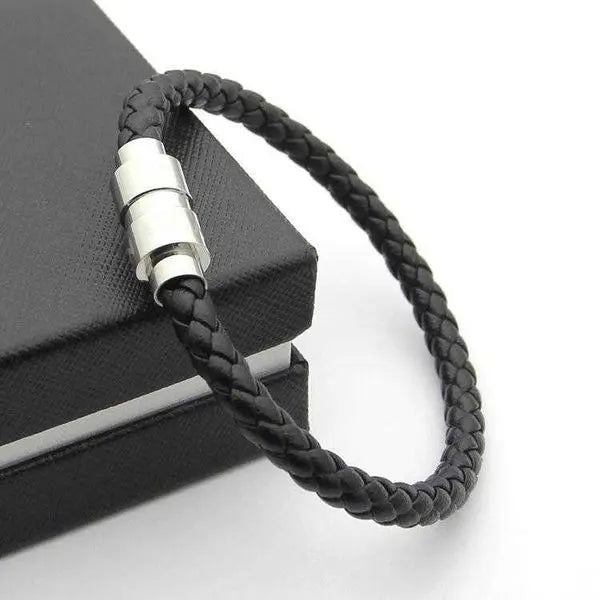 Black Woven Leather Bracelets Magnetic shut design with Six star Branding French Man Jewelry Charm Bracelet As Christmas Gift Great Shopping 4You